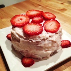 mini strawberry layer cake